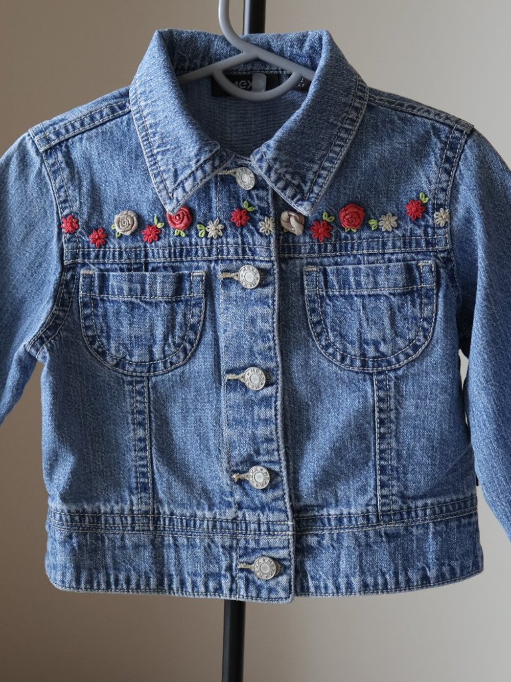 Next Kids Denim Jean Jacket with Floral Embroidery Size 92 2T